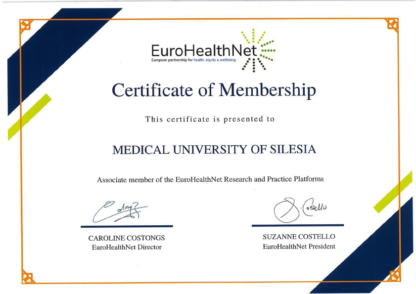 certyfikat EuroHealthNet dla SUM