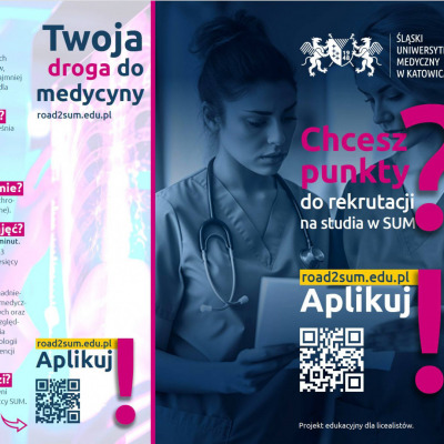 Plakat promujący bezpłatne zajęcia projektu edukacyjnego road2sum.edu.pl. Wszystkie detale z plakatu są dostępne pod plakatem oraz w linku pod wymienionymi informacjami